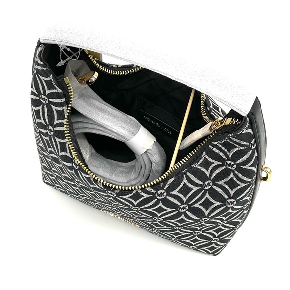 Michael Kors Ember Small Logo Jacquard Messenger Bag Black - Picture 7 of 11